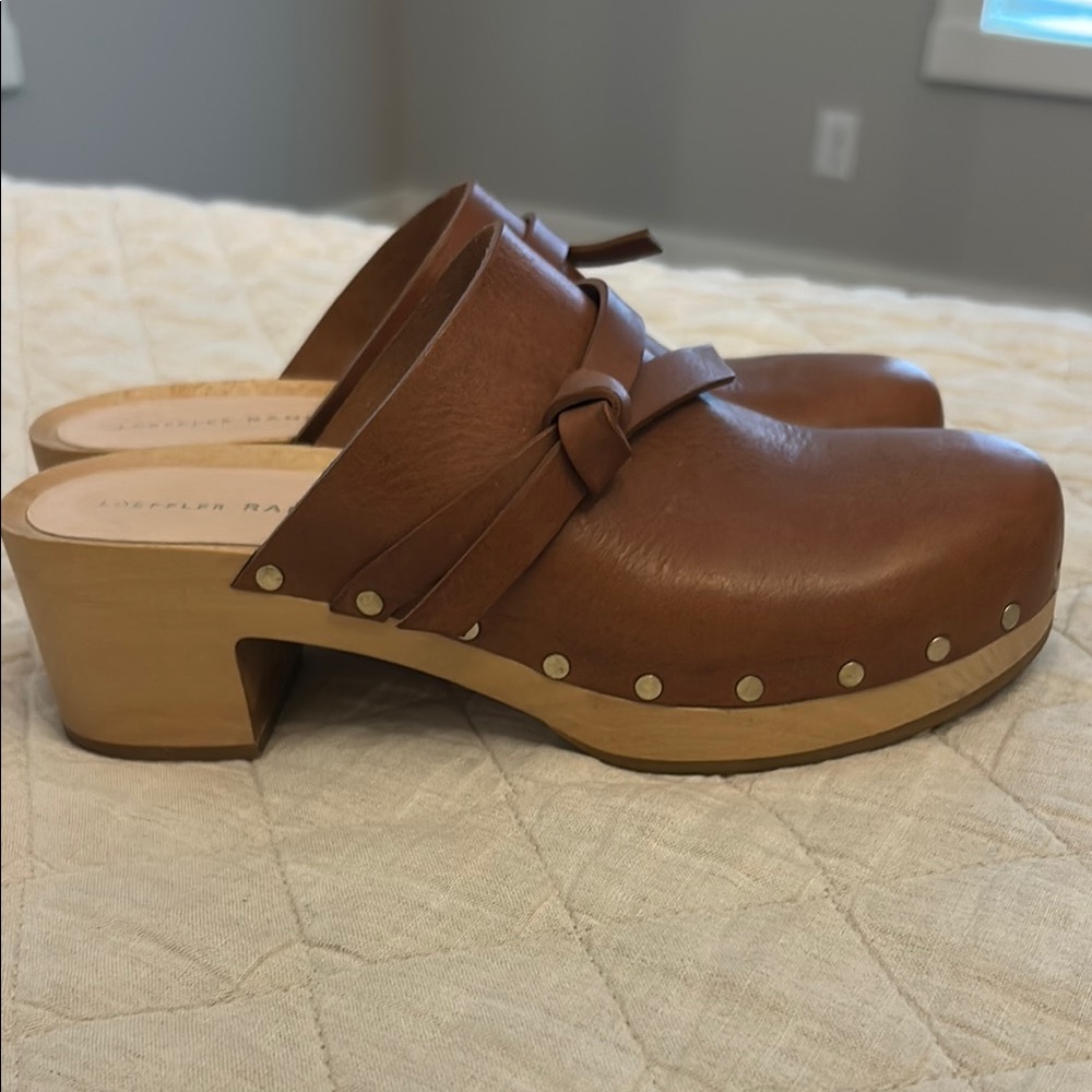 Brown Leather Clogs